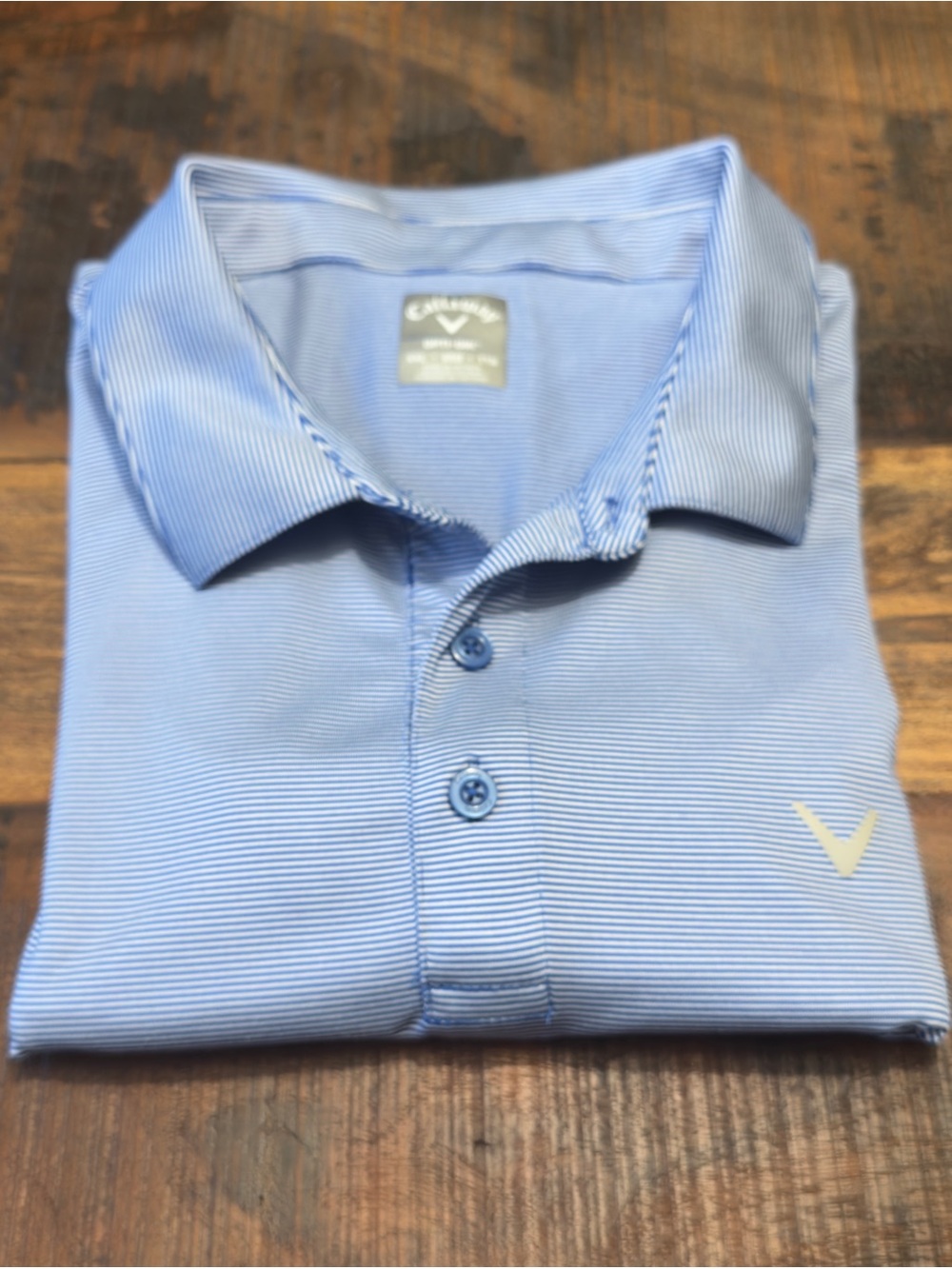 Callaway Light Blue Mini Striped Men's Golf Polo Shirt XXL